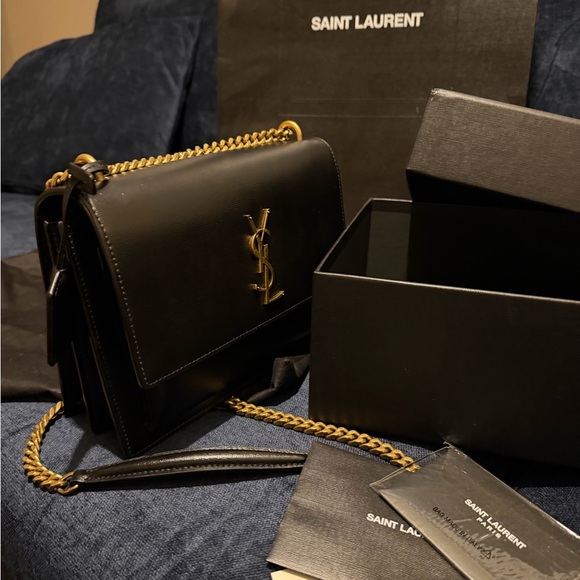 Saint Laurent Black and Gold Crossbody Bag - Picture 12 of 16